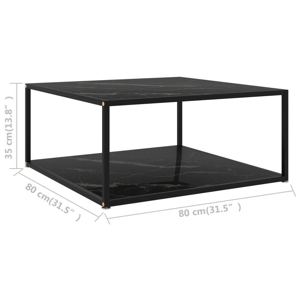 322895 vidaXL Coffee Table Black 80x80x35 cm Tempered Glass