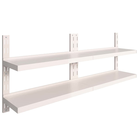 2-Tier Floating Wall Shelves 2 pcs Stainless Steel 200x30 cm 2-Tier Floating Wall Shelves 2 pcs Stainless Steel 200x30 cm