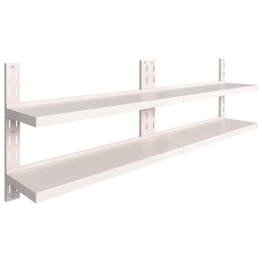 2-Tier Floating Wall Shelves 2 pcs Stainless Steel 240x30 cm 2-Tier Floating Wall Shelves 2 pcs Stainless Steel 240x30 cm