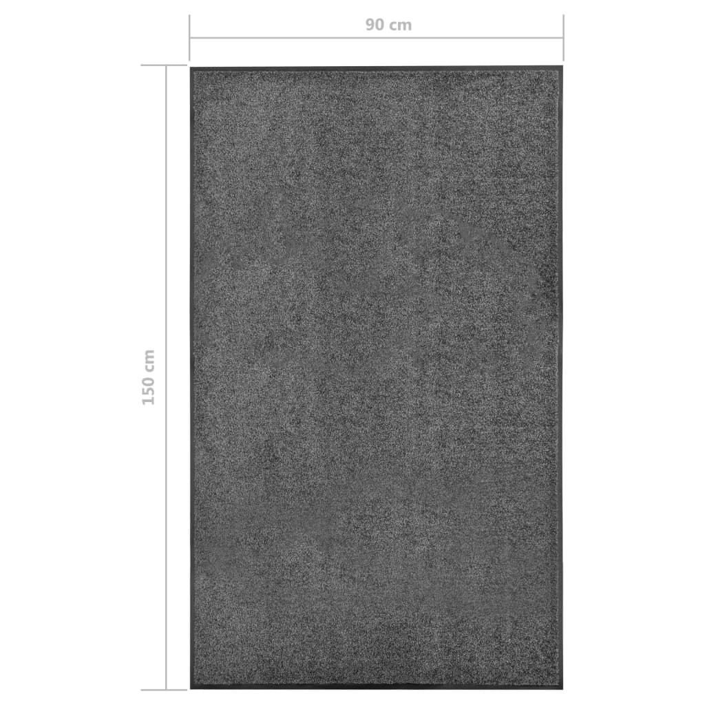 323419 vidaXL Doormat Washable Anthracite 90x150 cm