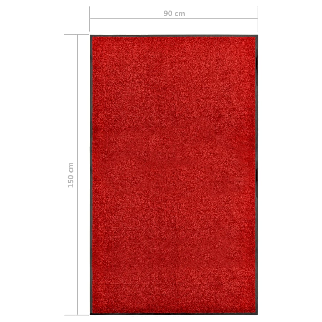 323425 vidaXL Doormat Washable Red 90x150 cm