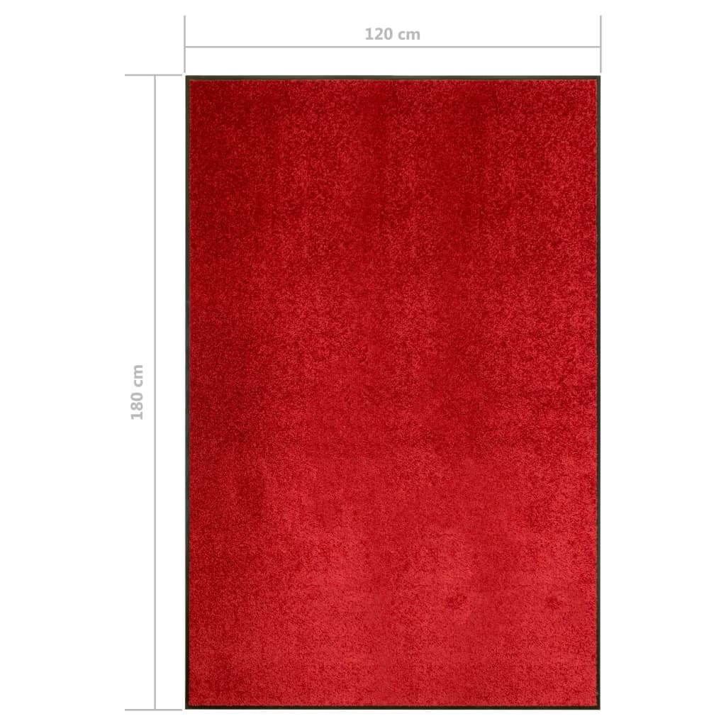 323426 vidaXL Doormat Washable Red 120x180 cm