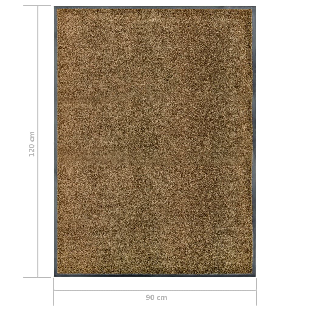 323436 vidaXL Doormat Washable Brown 90x120 cm