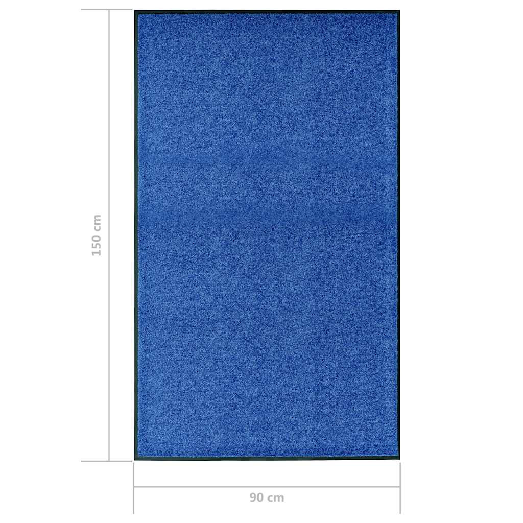 323443 vidaXL Doormat Washable Blue 90x150 cm