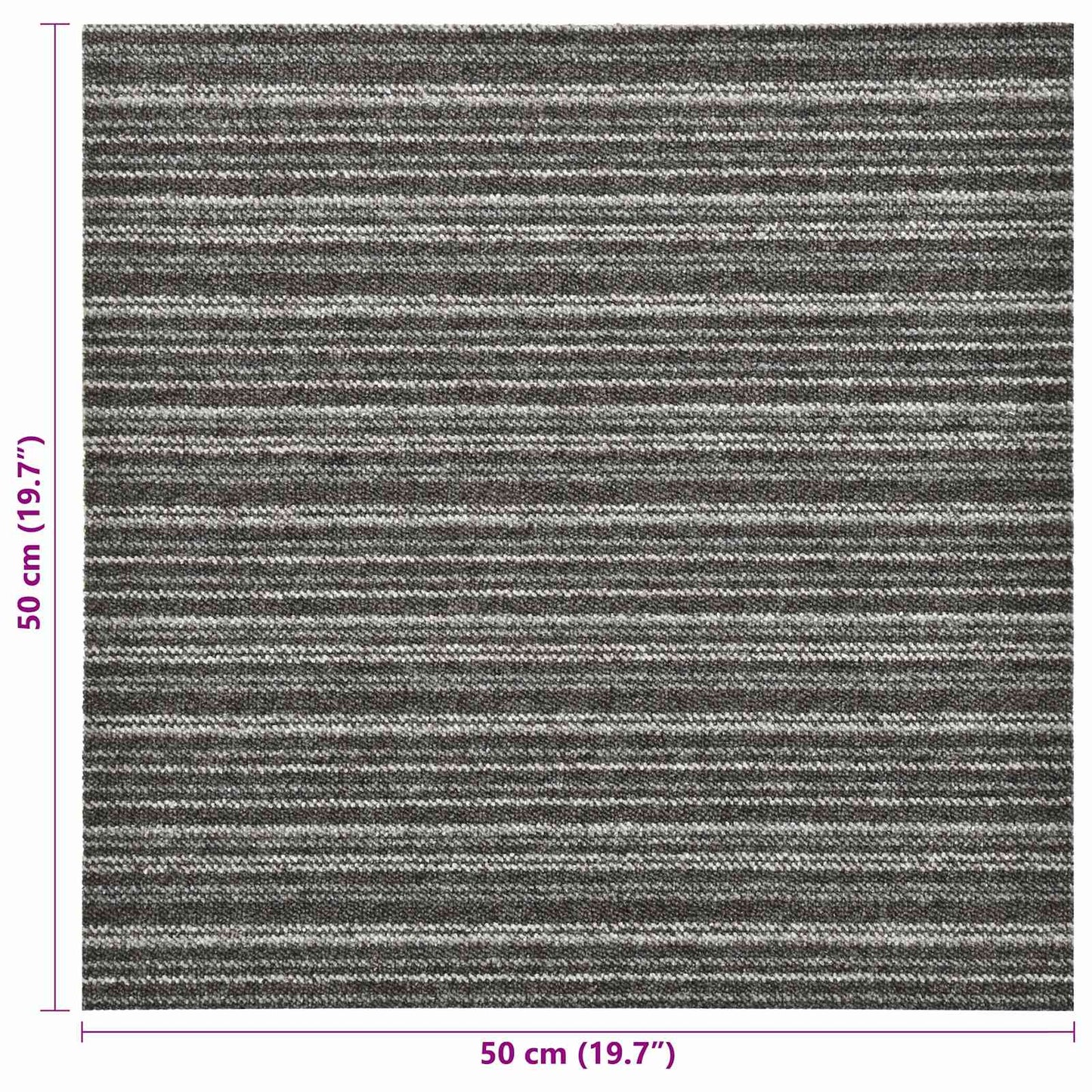 Carpet 20 pcs Striped Anthracite 50 x 50 cm 100% Polypropylene