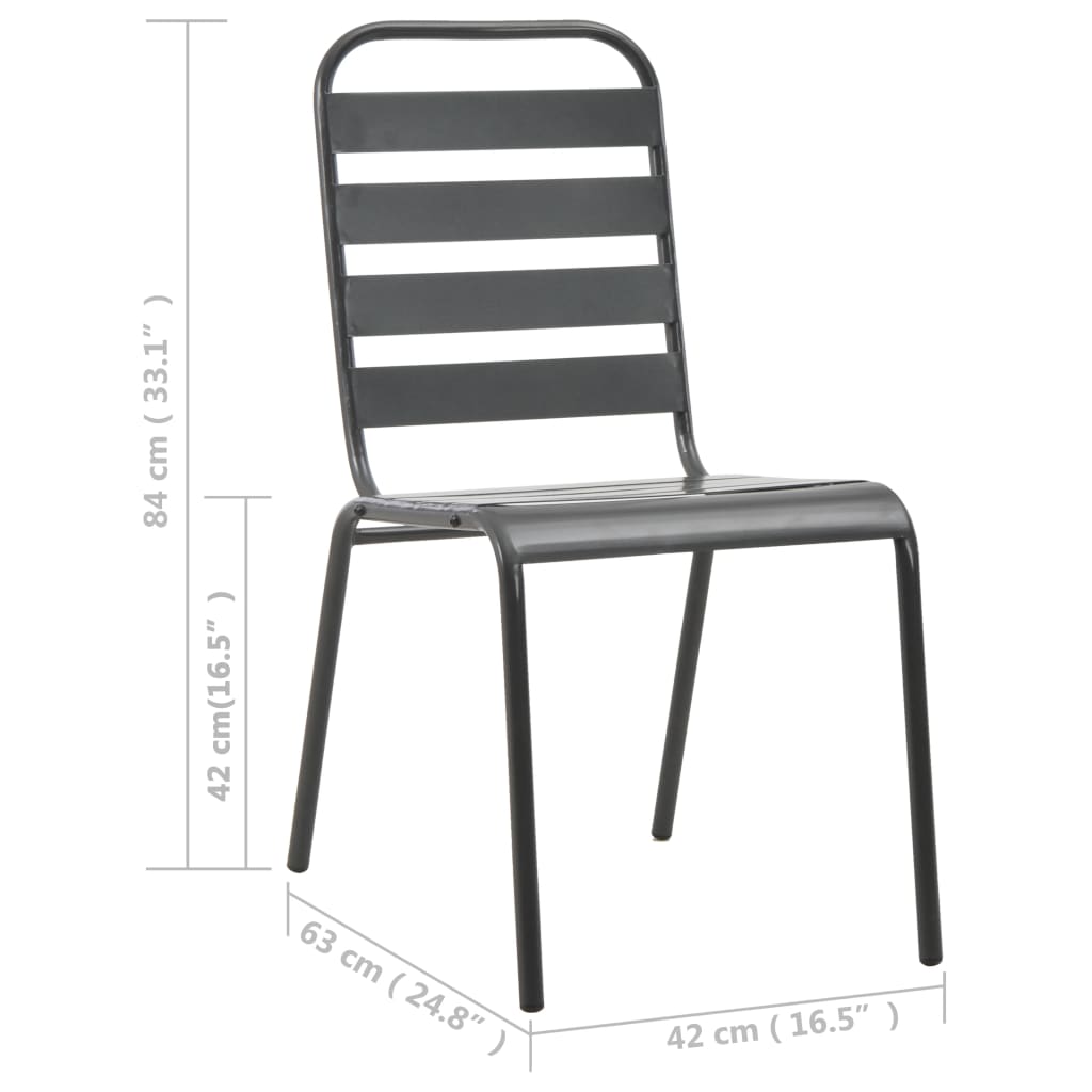 310155 vidaXL Outdoor Chairs 4 pcs Slatted Design Steel Dark Grey