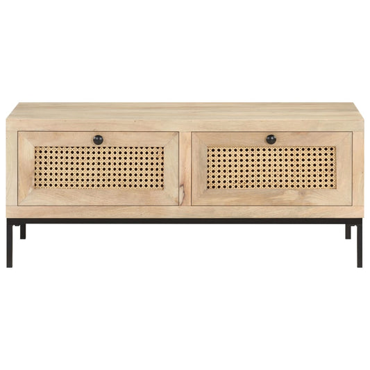 Coffee Table 90x50x37 cm Solid Mango Wood and Natural Cane Coffee Table 90x50x37 cm Solid Mango Wood and Natural Cane