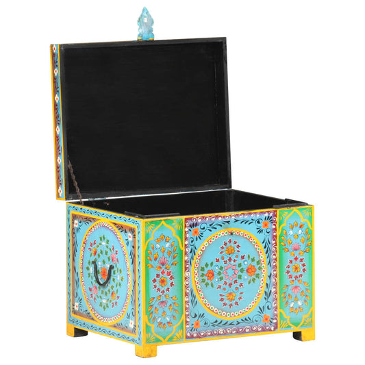 Hand Painted Storage Box 50x40x40 cm Solid Mango Wood Hand Painted Storage Box 50x40x40 cm Solid Mango Wood