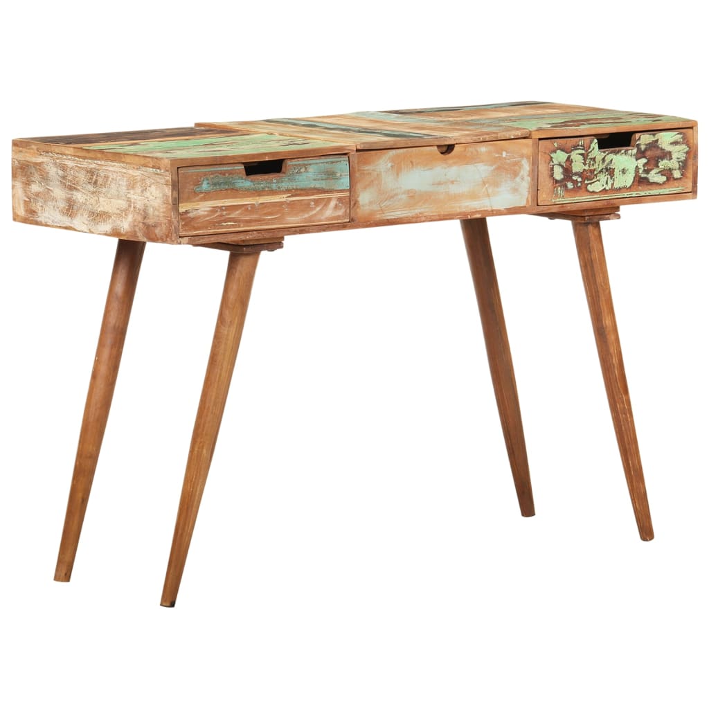 323591 vidaXL Dressing Table with Mirror 112x45x76 cm Solid Reclaimed Wood
