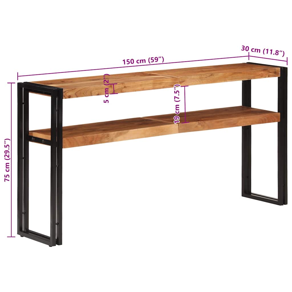 321103 vidaXL Console Table 150x30x75 cm Solid Acacia Wood