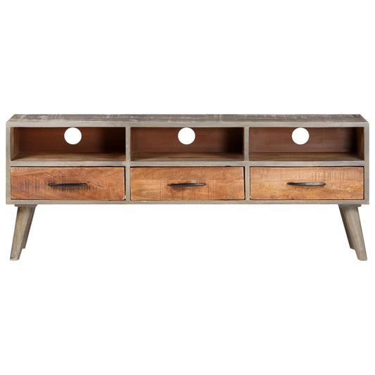 TV Cabinet Grey 130x35x51 cm Solid Rough Mango Wood TV Cabinet Grey 130x35x51 cm Solid Rough Mango Wood