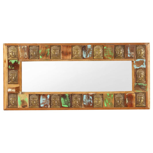Mirror with Buddha Cladding 110x50 cm Solid Reclaimed Wood Mirror with Buddha Cladding 110x50 cm Solid Reclaimed Wood