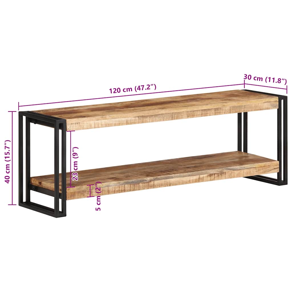 TV Cabinet 120x30x40 cm Rough Mango Wood