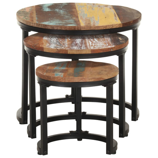 Side Tables 3 pcs Solid Reclaimed Wood Side Tables 3 pcs Solid Reclaimed Wood