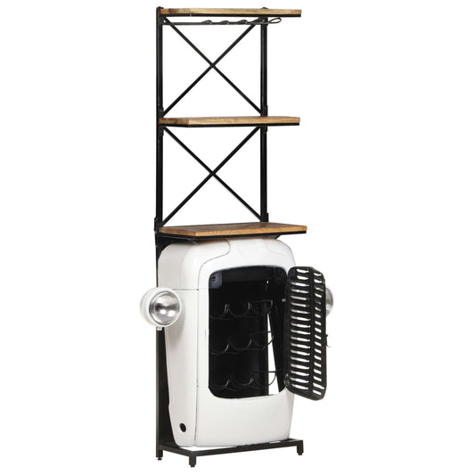Tractor Wine Cabinet White 49x31x172 cm Rough Mango Wood Tractor Wine Cabinet White 49x31x172 cm Rough Mango Wood