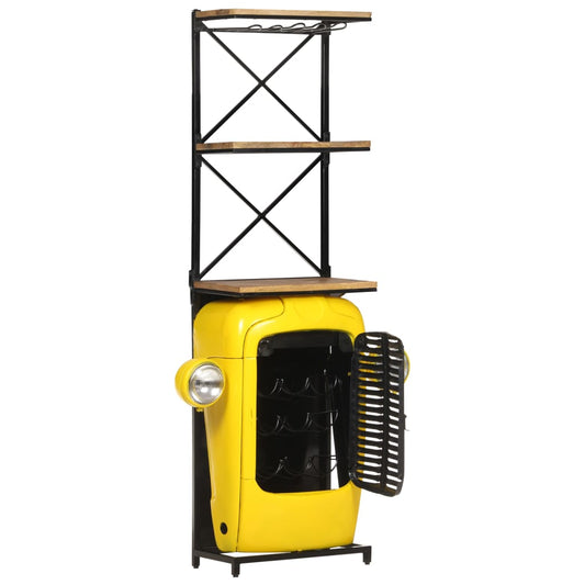 Tractor Wine Cabinet Yellow 49x31x172 cm Solid Mango Wood Tractor Wine Cabinet Yellow 49x31x172 cm Solid Mango Wood