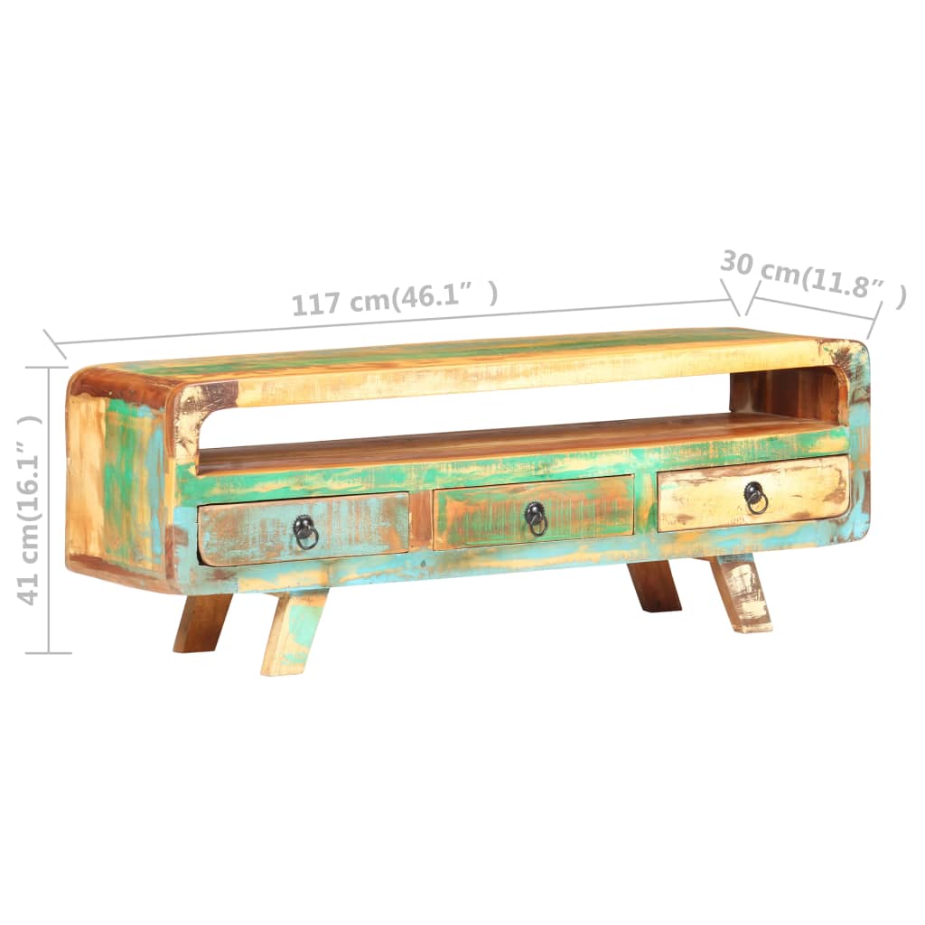 321043 vidaXL TV Cabinet 117x30x41 cm Solid Reclaimed Wood