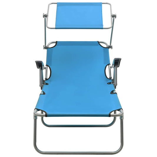 310336 vidaXL Sun Lounger with Canopy Steel Blue 310336 vidaXL Sun Lounger with Canopy Steel Blue