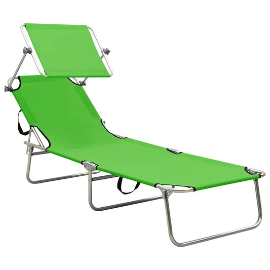 310361 vidaXL Folding Sun Lounger with Canopy Green Aluminium 310361 vidaXL Folding Sun Lounger with Canopy Green Aluminium