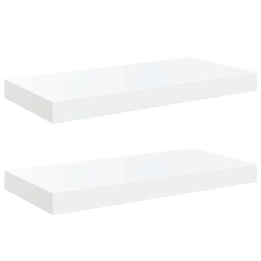 Floating Wall Shelves 2 pcs High Gloss White 50x23.5x3.8 cm MDF Floating Wall Shelves 2 pcs High Gloss White 50x23.5x3.8 cm MDF