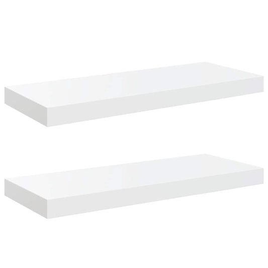 Floating Wall Shelves 2 pcs High Gloss White 60x23.5x3.8 cm MDF Floating Wall Shelves 2 pcs High Gloss White 60x23.5x3.8 cm MDF