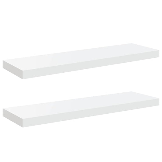 Floating Wall Shelves 2 pcs High Gloss White 80x23.5x3.8 cm MDF Floating Wall Shelves 2 pcs High Gloss White 80x23.5x3.8 cm MDF