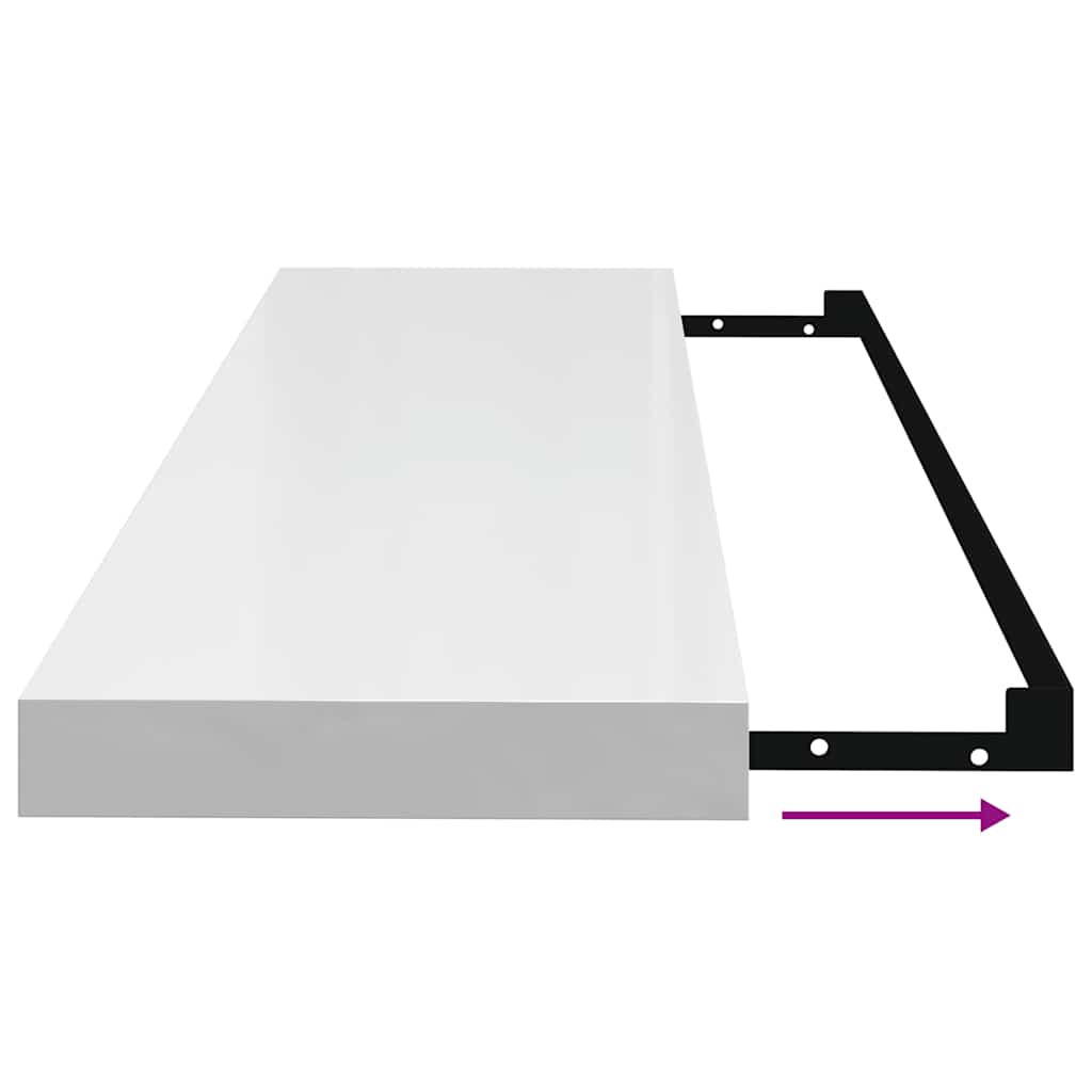 Floating Wall Shelves 2 pcs High Gloss White 90x23.5x3.8 cm MDF