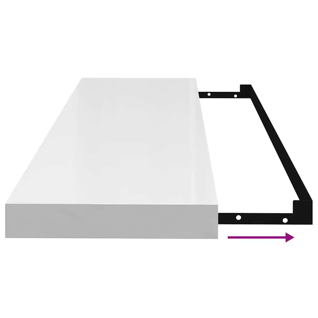Floating Wall Shelves 2 pcs High Gloss White 90x23.5x3.8 cm MDF