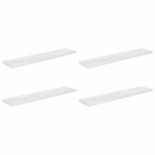 Floating Wall Shelves 4 pcs High Gloss White 120x23.5x3.8 cm MDF Floating Wall Shelves 4 pcs High Gloss White 120x23.5x3.8 cm MDF