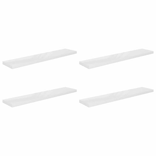 Floating Wall Shelves 4 pcs High Gloss White 120x23,5x3,8 cm MDF Floating Wall Shelves 4 pcs High Gloss White 120x23,5x3,8 cm MDF