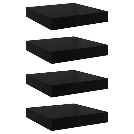 Floating Wall Shelves 4 pcs High Gloss Black 23x23.5x3.8 cm MDF Floating Wall Shelves 4 pcs High Gloss Black 23x23.5x3.8 cm MDF
