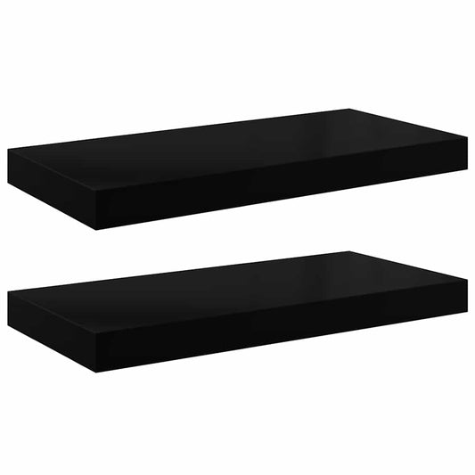 Floating Wall Shelves 2 pcs High Gloss Black 50x23.5x3.8 cm MDF Floating Wall Shelves 2 pcs High Gloss Black 50x23.5x3.8 cm MDF