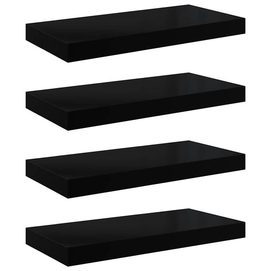 Floating Wall Shelves 4 pcs High Gloss Black 50x23.5x3.8 cm MDF Floating Wall Shelves 4 pcs High Gloss Black 50x23.5x3.8 cm MDF