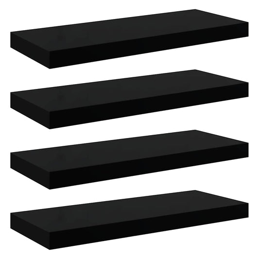 Floating Wall Shelves 4 pcs High Gloss Black 60x23.5x3.8 cm MDF Floating Wall Shelves 4 pcs High Gloss Black 60x23.5x3.8 cm MDF