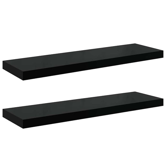 Floating Wall Shelves 2 pcs High Gloss Black 80x23.5x3.8 cm MDF Floating Wall Shelves 2 pcs High Gloss Black 80x23.5x3.8 cm MDF
