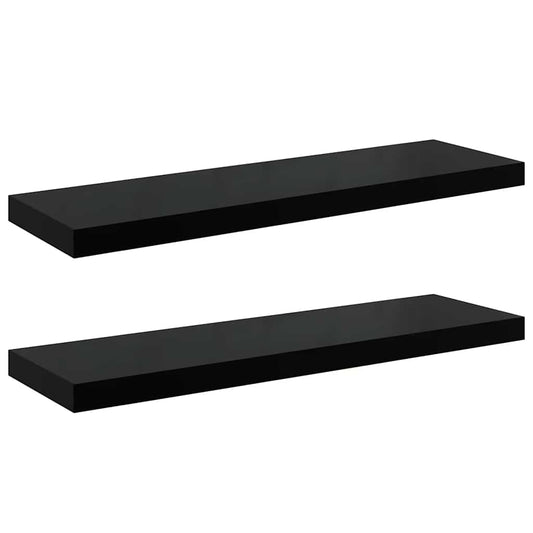 Floating Wall Shelves 2 pcs High Gloss Black 80x23.5x3.8 cm MDF Floating Wall Shelves 2 pcs High Gloss Black 80x23.5x3.8 cm MDF