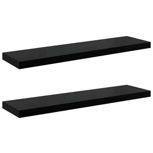 Floating Wall Shelves 2 pcs High Gloss Black 90x23.5x3.8 cm MDF Floating Wall Shelves 2 pcs High Gloss Black 90x23.5x3.8 cm MDF