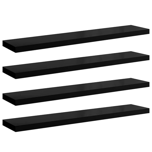 Floating Wall Shelves 4 pcs High Gloss Black 120x23.5x3.8 cm MDF Floating Wall Shelves 4 pcs High Gloss Black 120x23.5x3.8 cm MDF