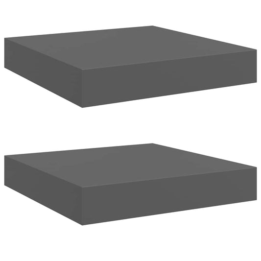 Floating Wall Shelves 2 pcs High Gloss Grey 23x23.5x3.8 cm MDF Floating Wall Shelves 2 pcs High Gloss Grey 23x23.5x3.8 cm MDF