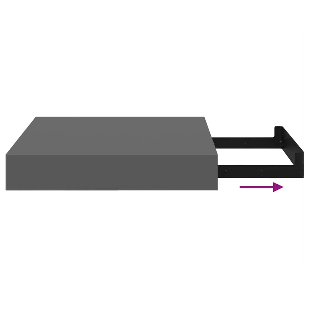 Floating Wall Shelves 2 pcs High Gloss Grey 23x23.5x3.8 cm MDF