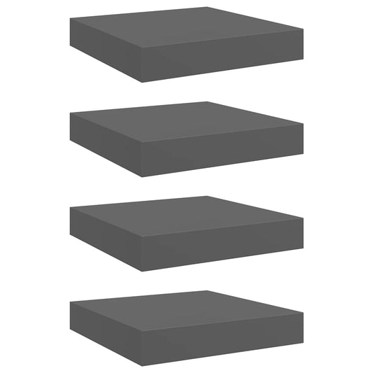 Floating Wall Shelves 4 pcs High Gloss Grey 23x23.5x3.8 cm MDF Floating Wall Shelves 4 pcs High Gloss Grey 23x23.5x3.8 cm MDF