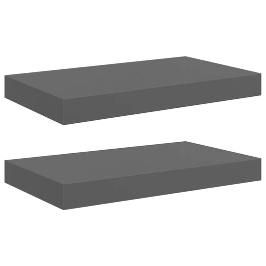 Floating Wall Shelves 2 pcs High Gloss Grey 40x23x3.8 cm MDF Floating Wall Shelves 2 pcs High Gloss Grey 40x23x3.8 cm MDF