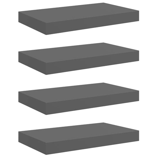 Floating Wall Shelves 4 pcs High Gloss Grey 40x23x3.8 cm MDF Floating Wall Shelves 4 pcs High Gloss Grey 40x23x3.8 cm MDF
