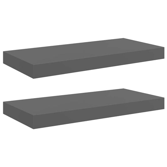 Floating Wall Shelves 2 pcs High Gloss Grey 50x23.5x3.8 cm MDF Floating Wall Shelves 2 pcs High Gloss Grey 50x23.5x3.8 cm MDF