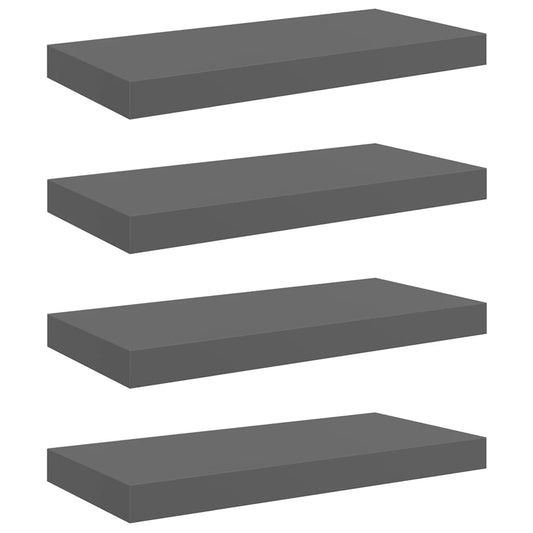 Floating Wall Shelves 4 pcs High Gloss Grey 50x23x3.8 cm MDF Floating Wall Shelves 4 pcs High Gloss Grey 50x23x3.8 cm MDF