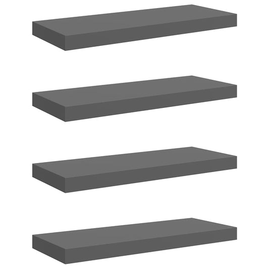 Floating Wall Shelves 4 pcs High Gloss Grey 60x23.5x3.8 cm MDF Floating Wall Shelves 4 pcs High Gloss Grey 60x23.5x3.8 cm MDF