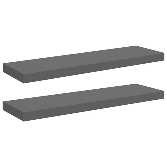 Floating Wall Shelves 2 pcs High Gloss Grey 80x23.5x3.8 cm MDF Floating Wall Shelves 2 pcs High Gloss Grey 80x23.5x3.8 cm MDF