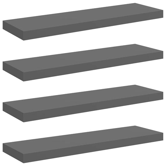 Floating Wall Shelves 4 pcs High Gloss Grey 80x23.5x3.8 cm MDF Floating Wall Shelves 4 pcs High Gloss Grey 80x23.5x3.8 cm MDF