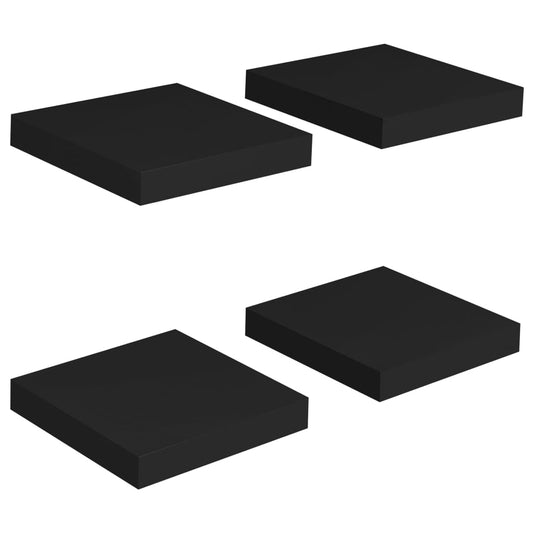 Floating Wall Shelves 4 pcs Black 23x23.5x3.8 cm MDF Floating Wall Shelves 4 pcs Black 23x23.5x3.8 cm MDF