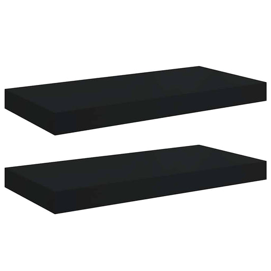 Floating Wall Shelves 2 pcs Black 50x23x3.8 cm MDF Floating Wall Shelves 2 pcs Black 50x23x3.8 cm MDF